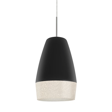 Besa Lighting Abu 12 Cord Pendant, Black/Glitter, Satin Nickel Finish, 1x9W LED 1JT-ABU12BK-LED-SN